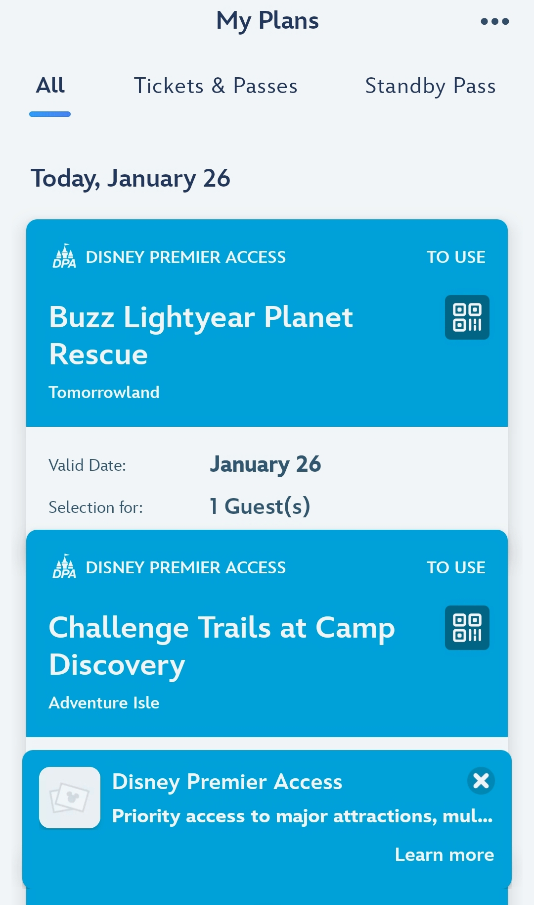 上海ディズニーランドの公式アプリ画面