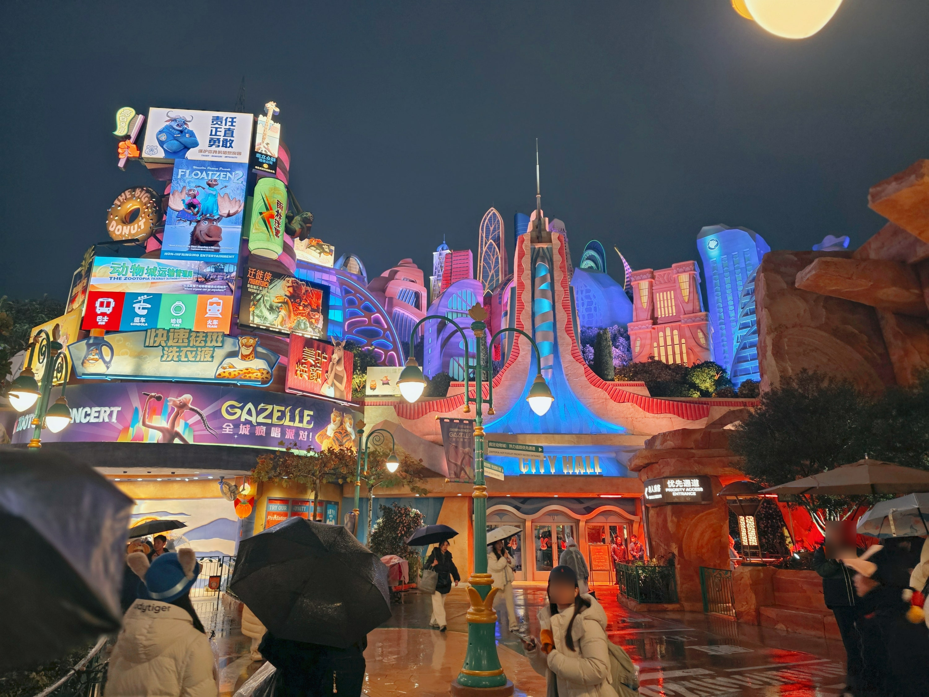 上海ディズニーランドの夜の風景