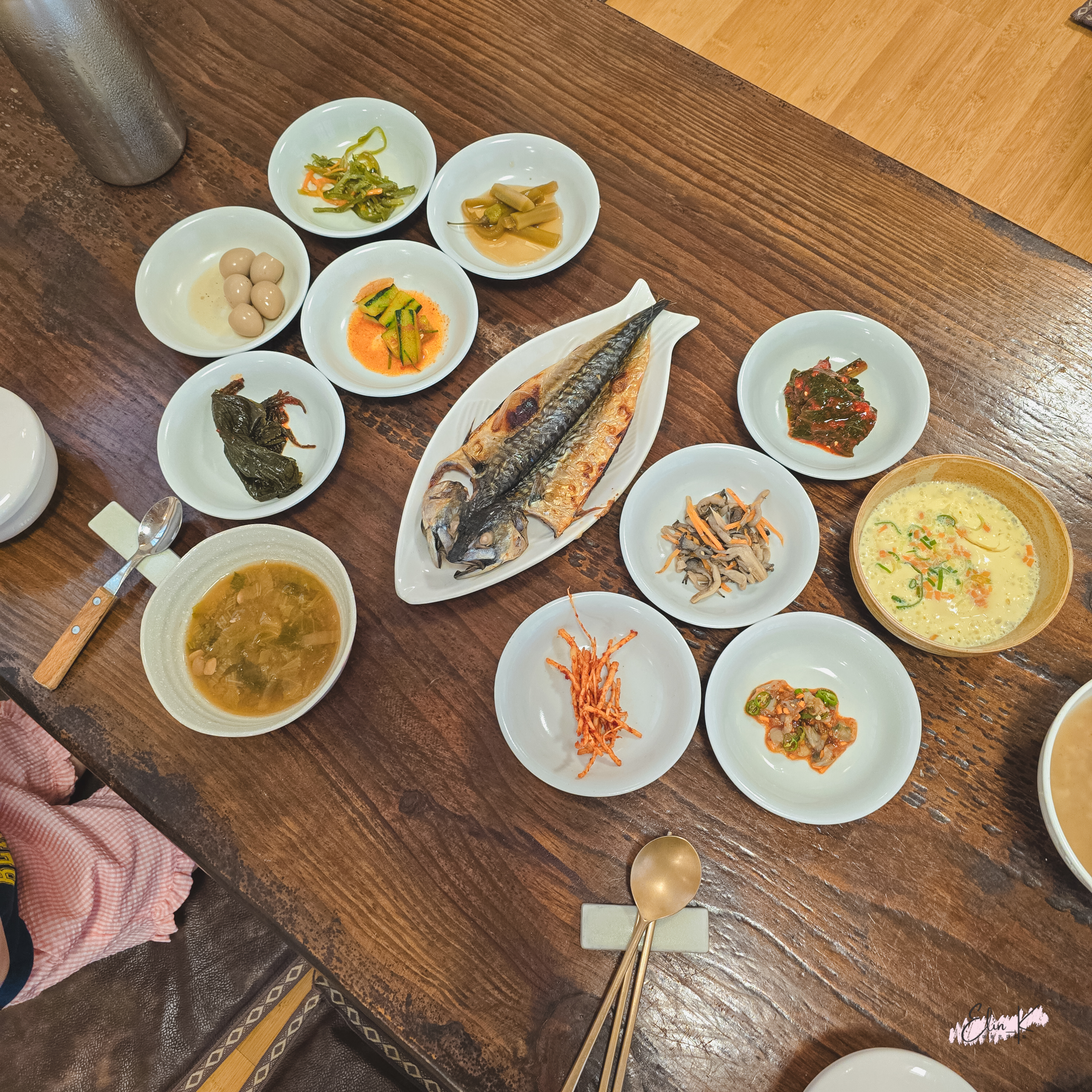 Close-up of a Korean breakfast dish