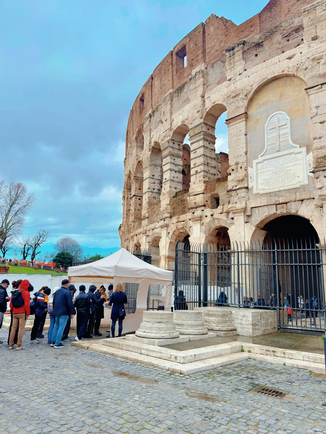 White tent entrance at Colosseum