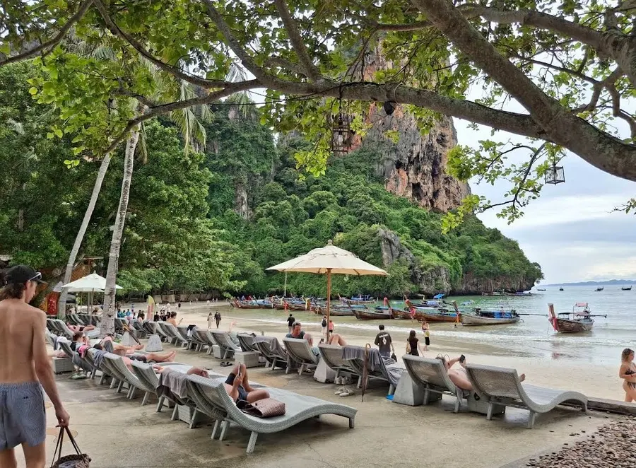Clear blue water and white sand beach in Krabi