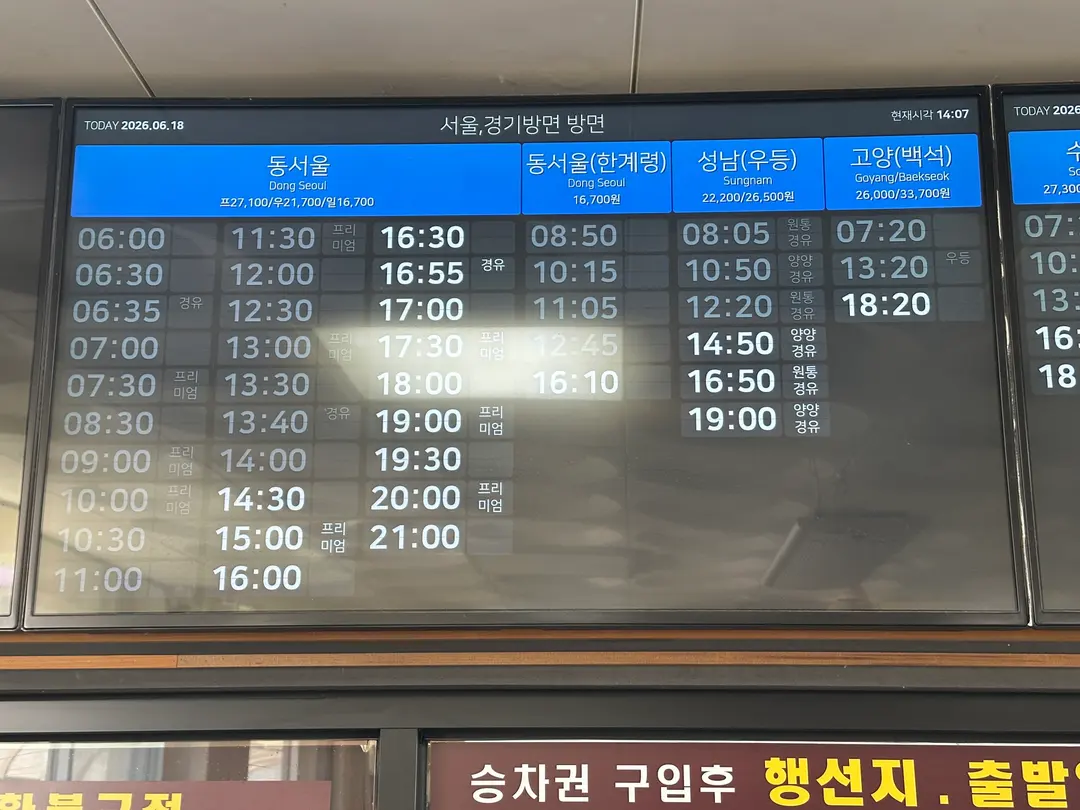 속초 시외 버스 터미널 26년 6월 최신 시간표 예매 짐보관 카페 추천