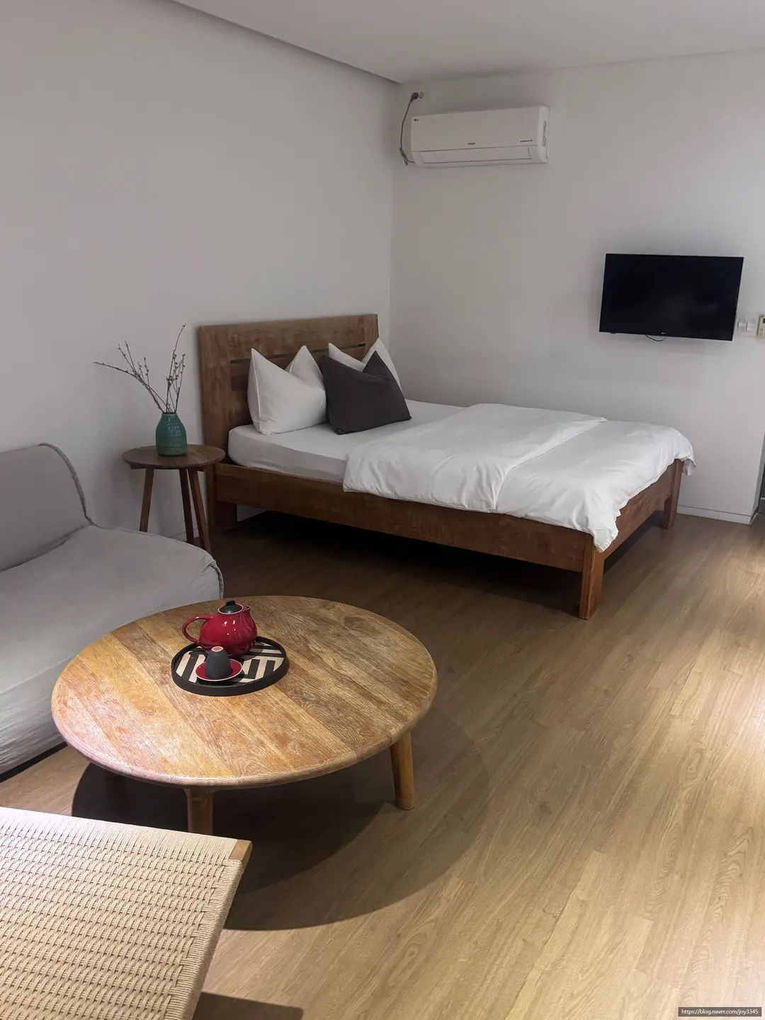 Bed and seating area