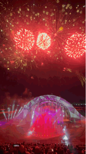 Fireworks over the water stage