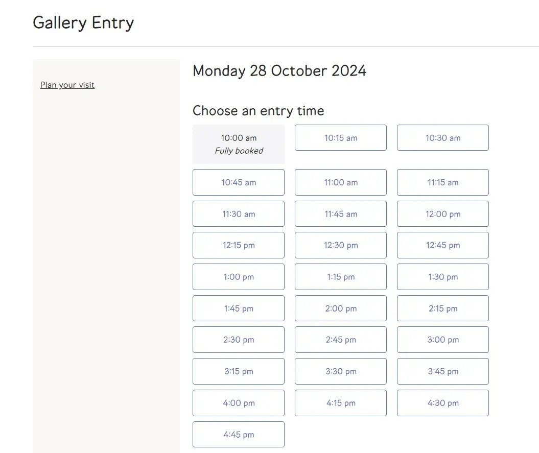 National Gallery Ticket Selection