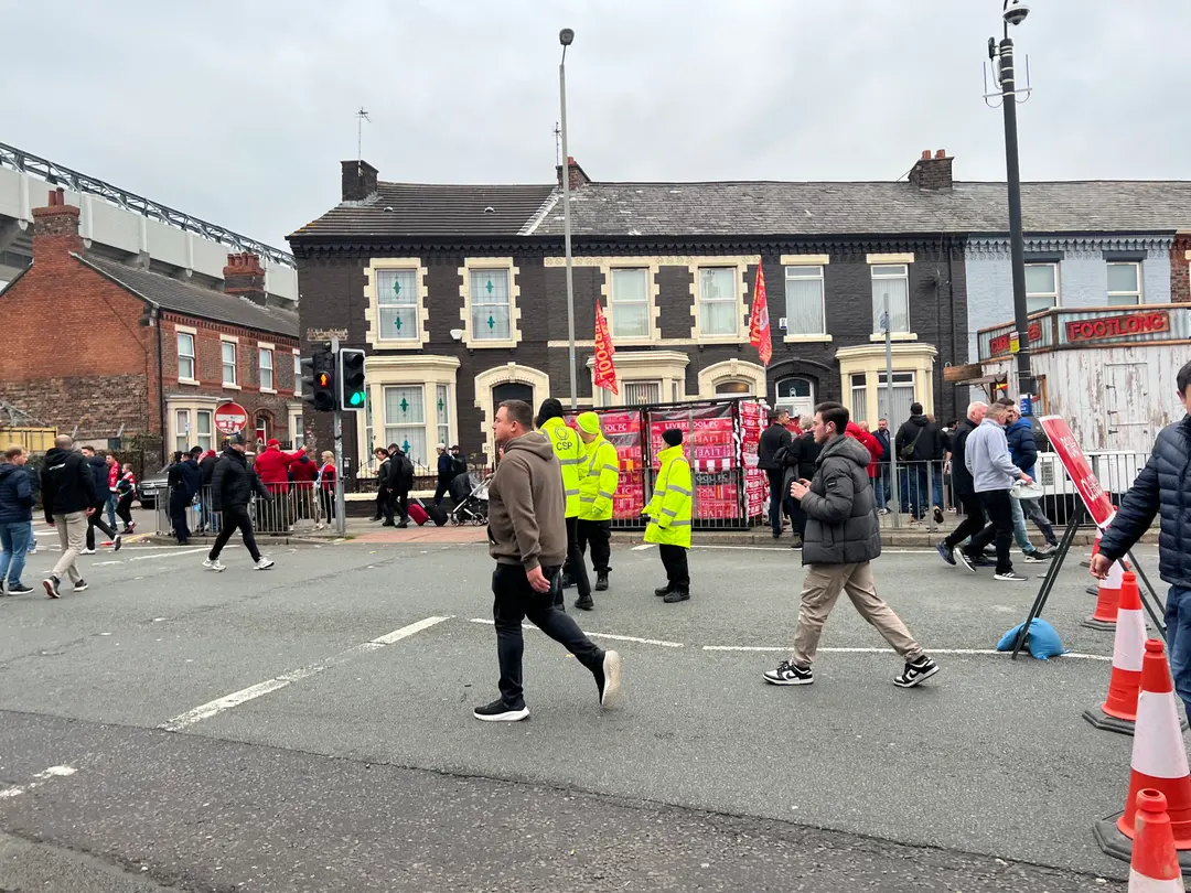 Liverpool scarves outside Anfield