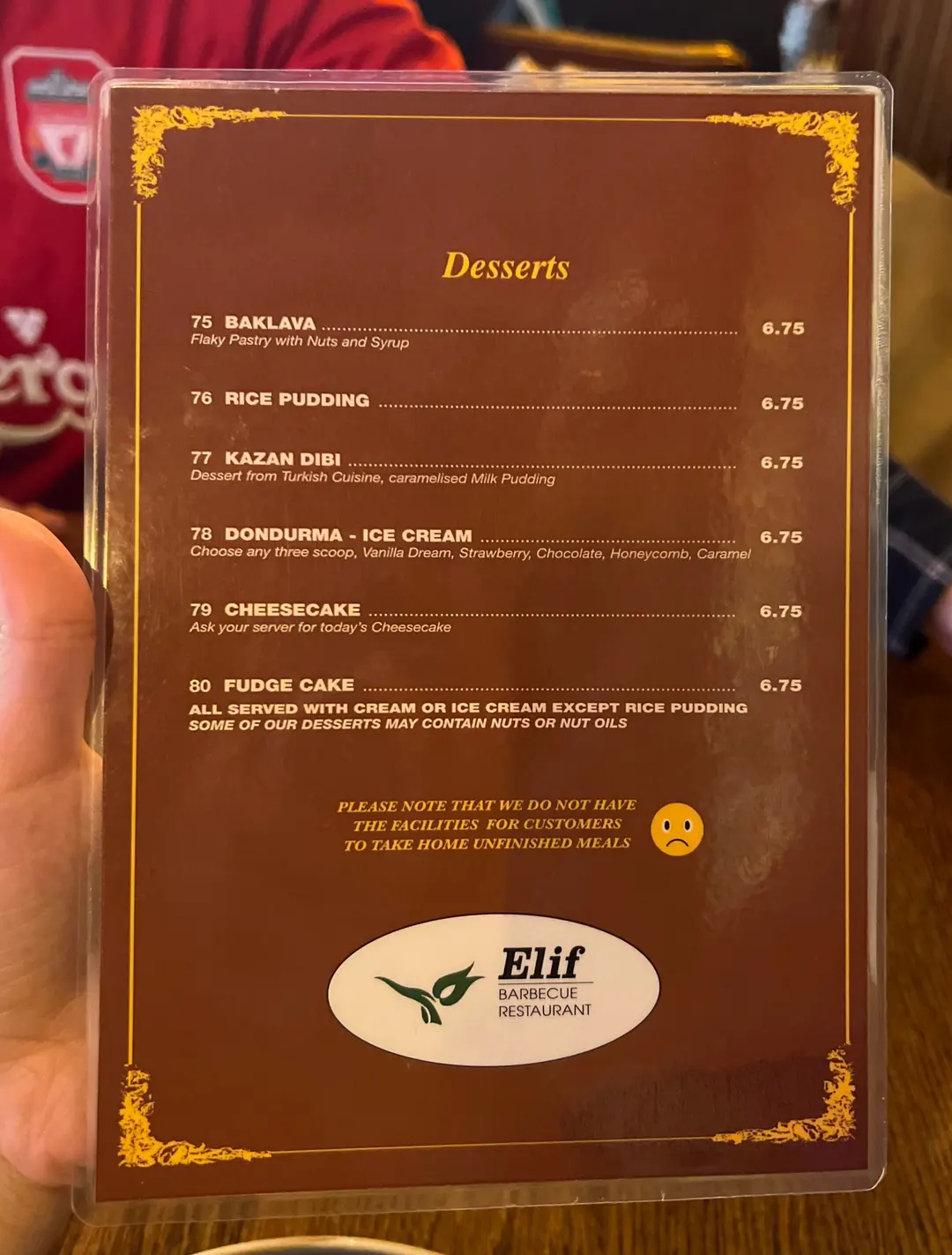 Dessert Menu