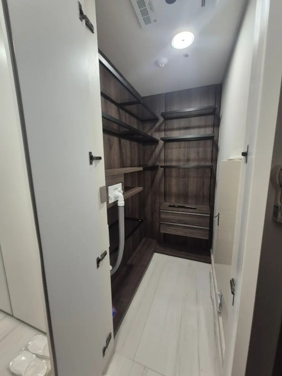 Walk-in closet by the shoe rack