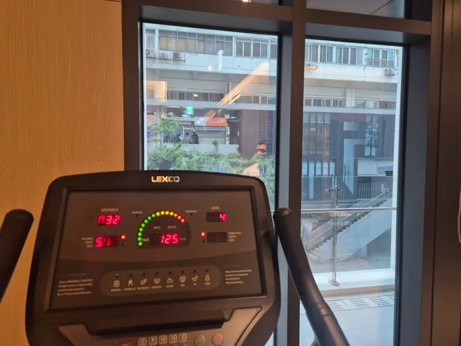 Exercise bike overlooking Sewoon Plaza