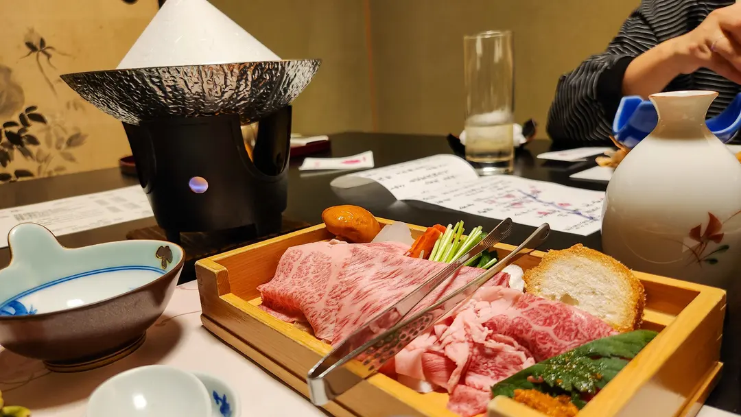 Shabu Shabu beef and veggies