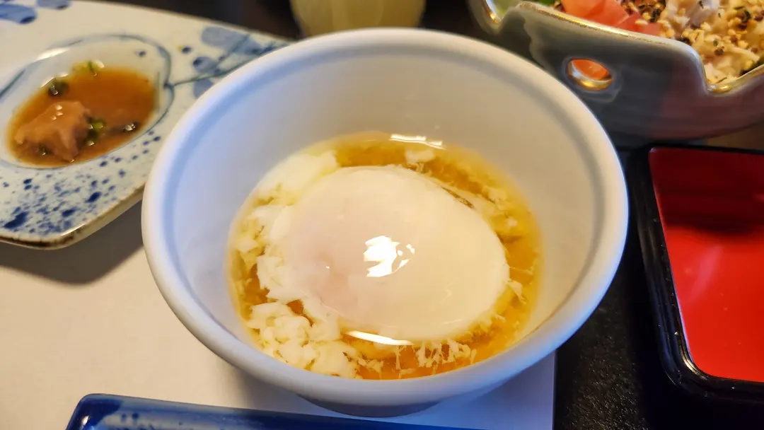 Egg with savory sauce