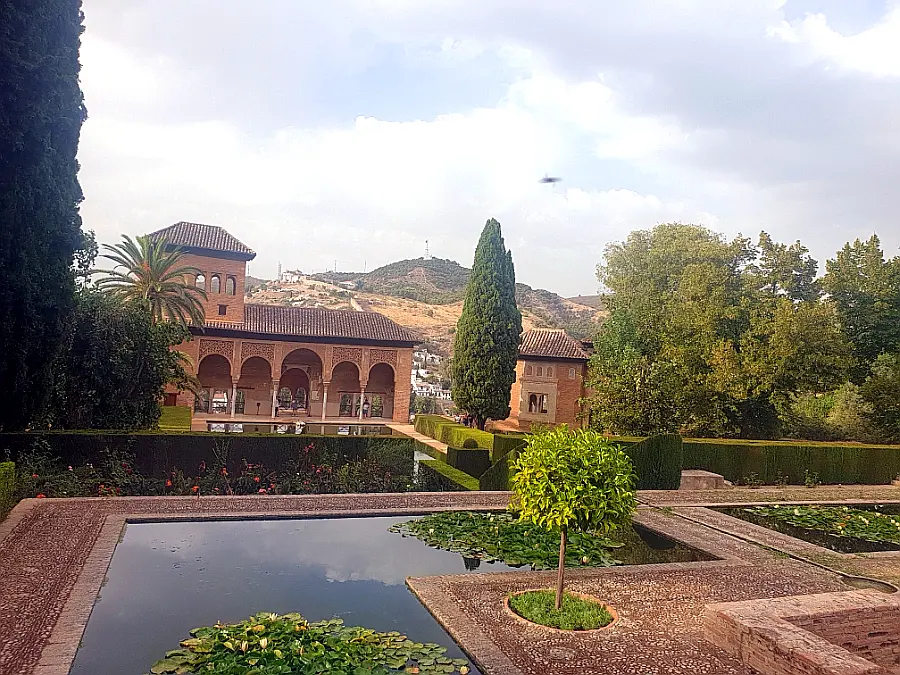 Scenic view of the Alhambra fortress walls