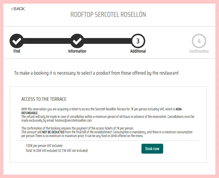 Sercotel Rosellon Rooftop booking terms