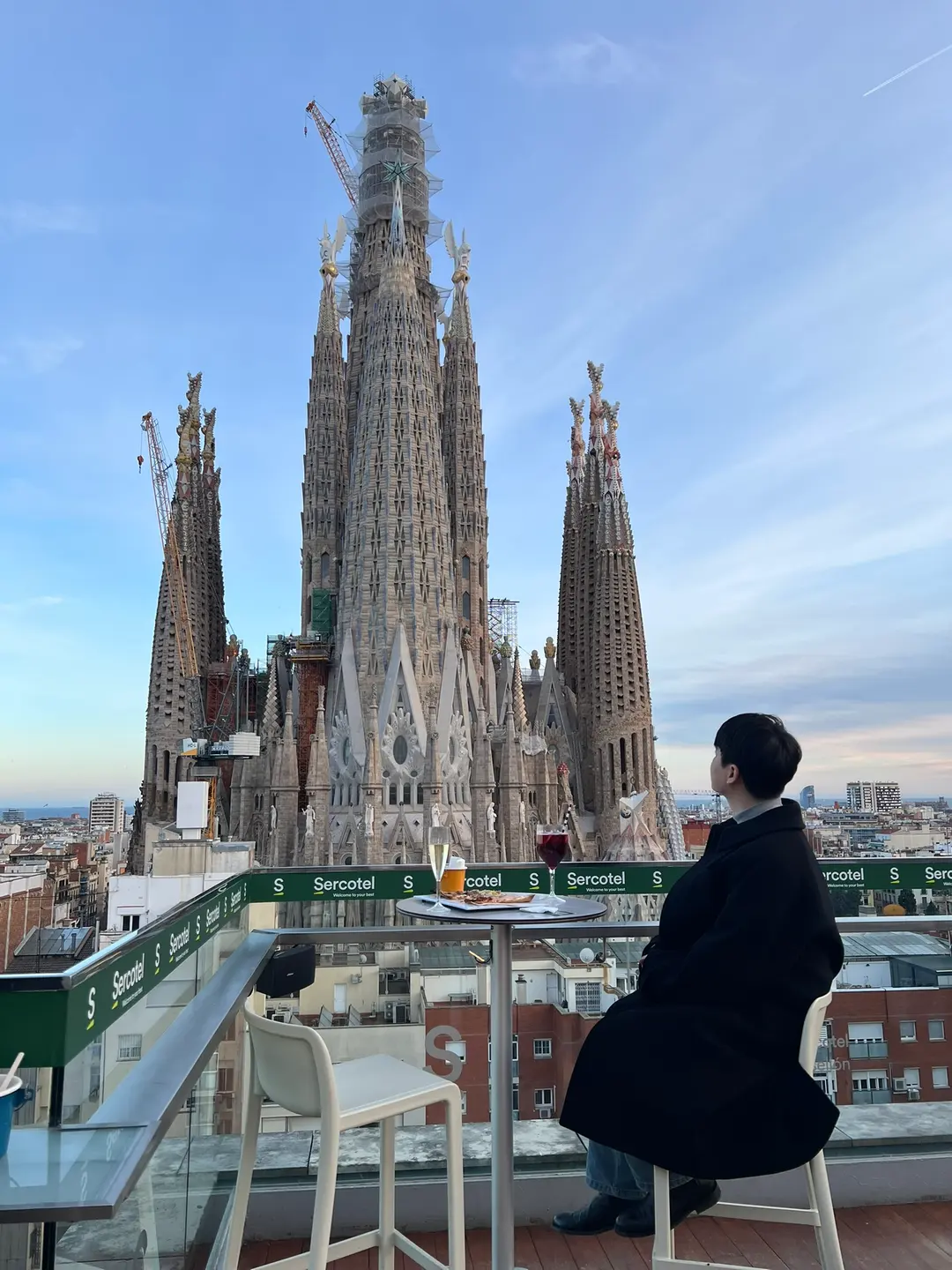 Sagrada Familia at night from Sercotel Rosellon Rooftop