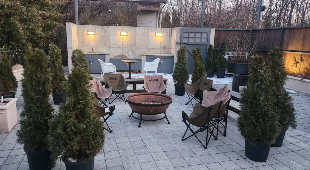 Campfire area near cafe