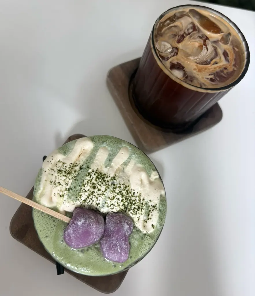 Iced Americano and Dirty Matcha Mochi at Bite Bali