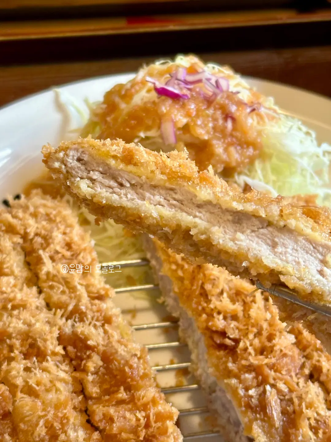 Juicy pork cutlet slice close-up