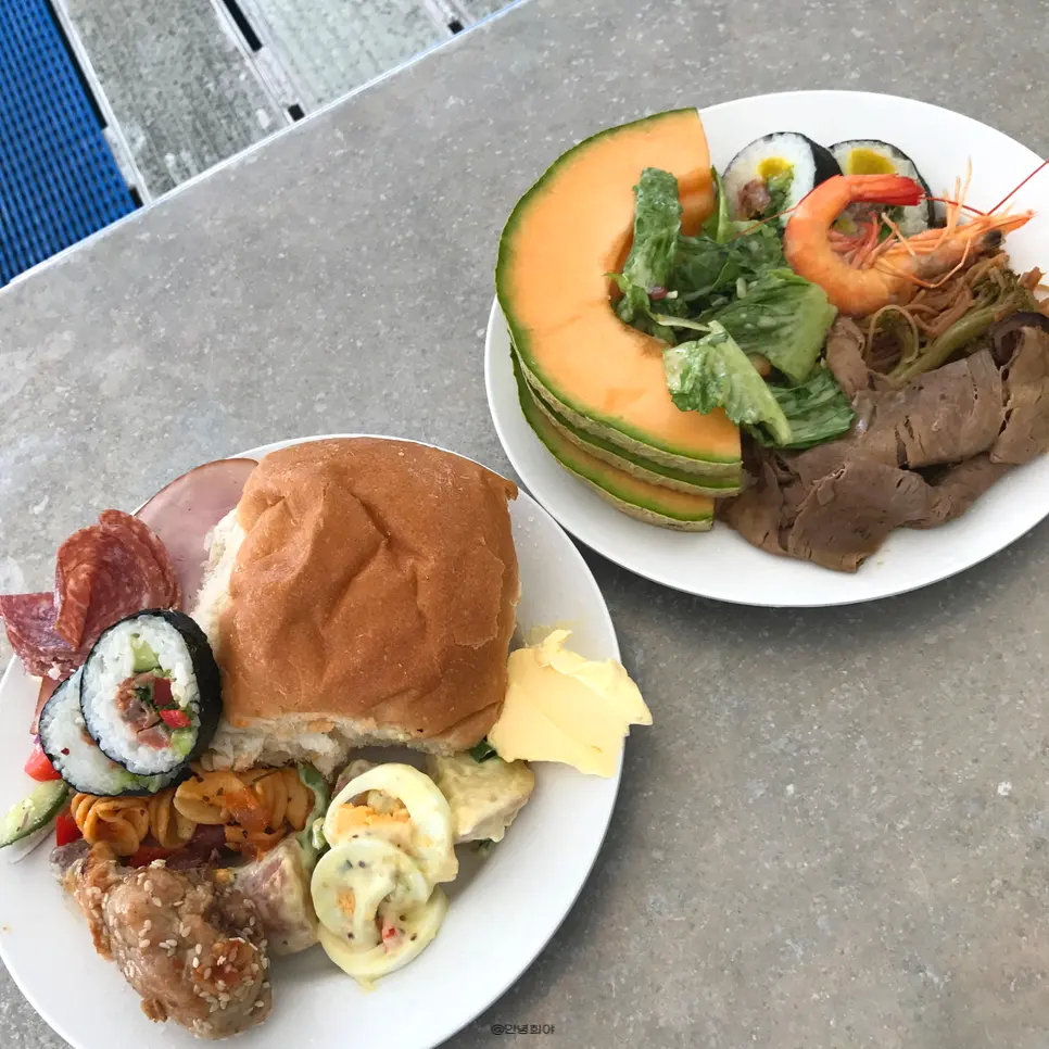 Tropical buffet lunch on board