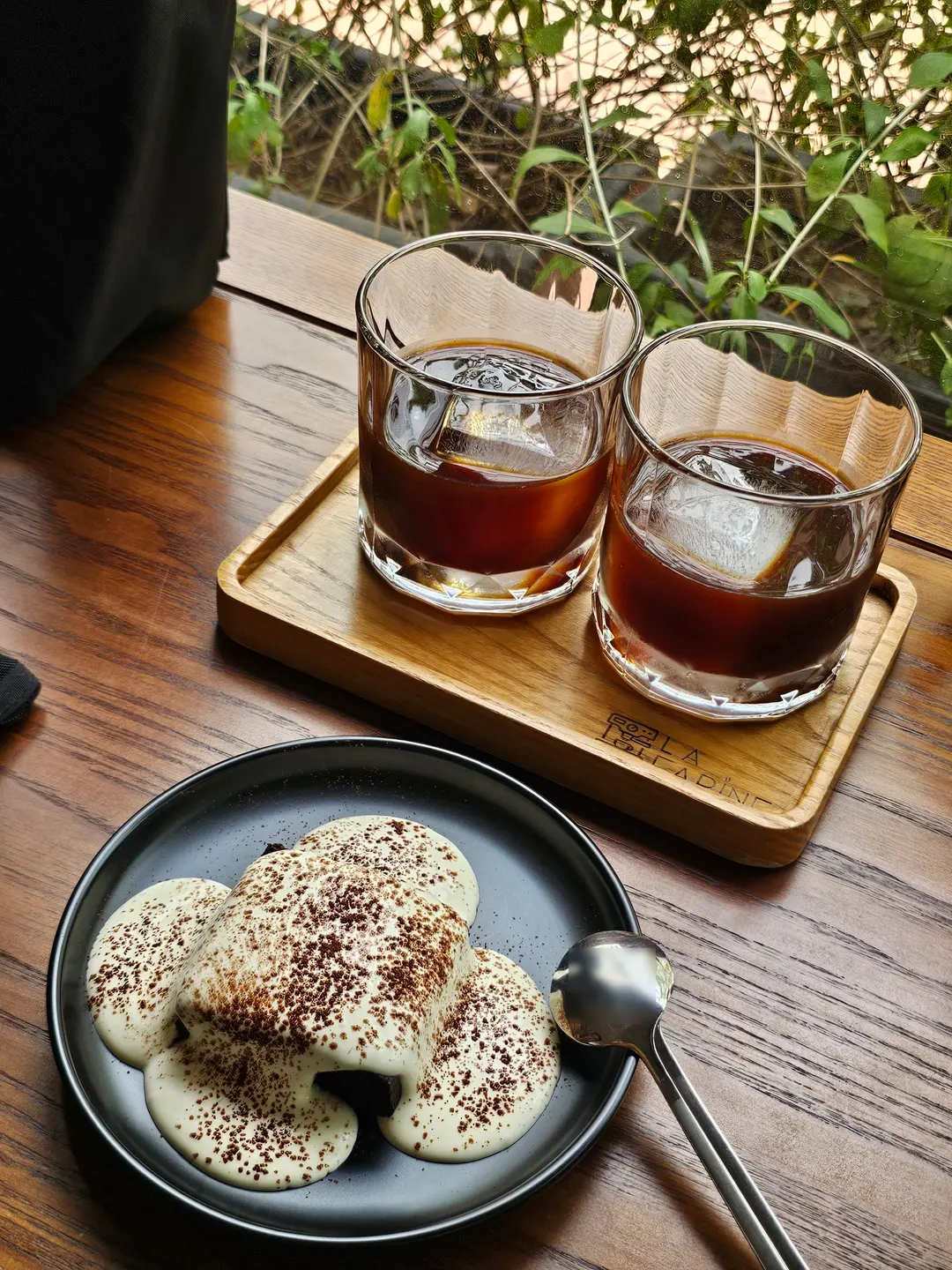 Cold brew coffee and salted cream brownie