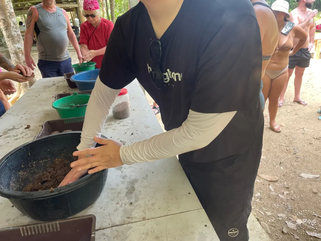 Mixing food for elephants