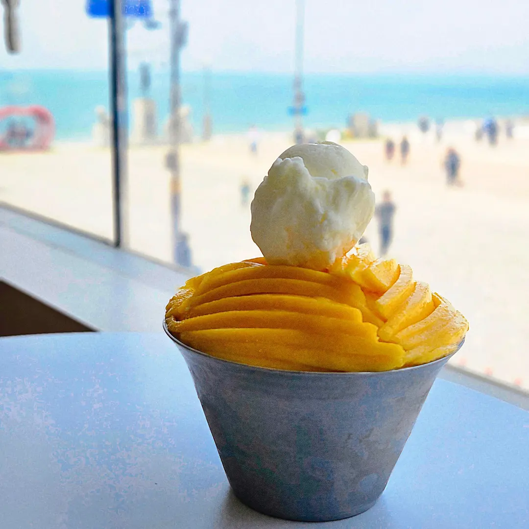 Enjoying dessert with ocean views