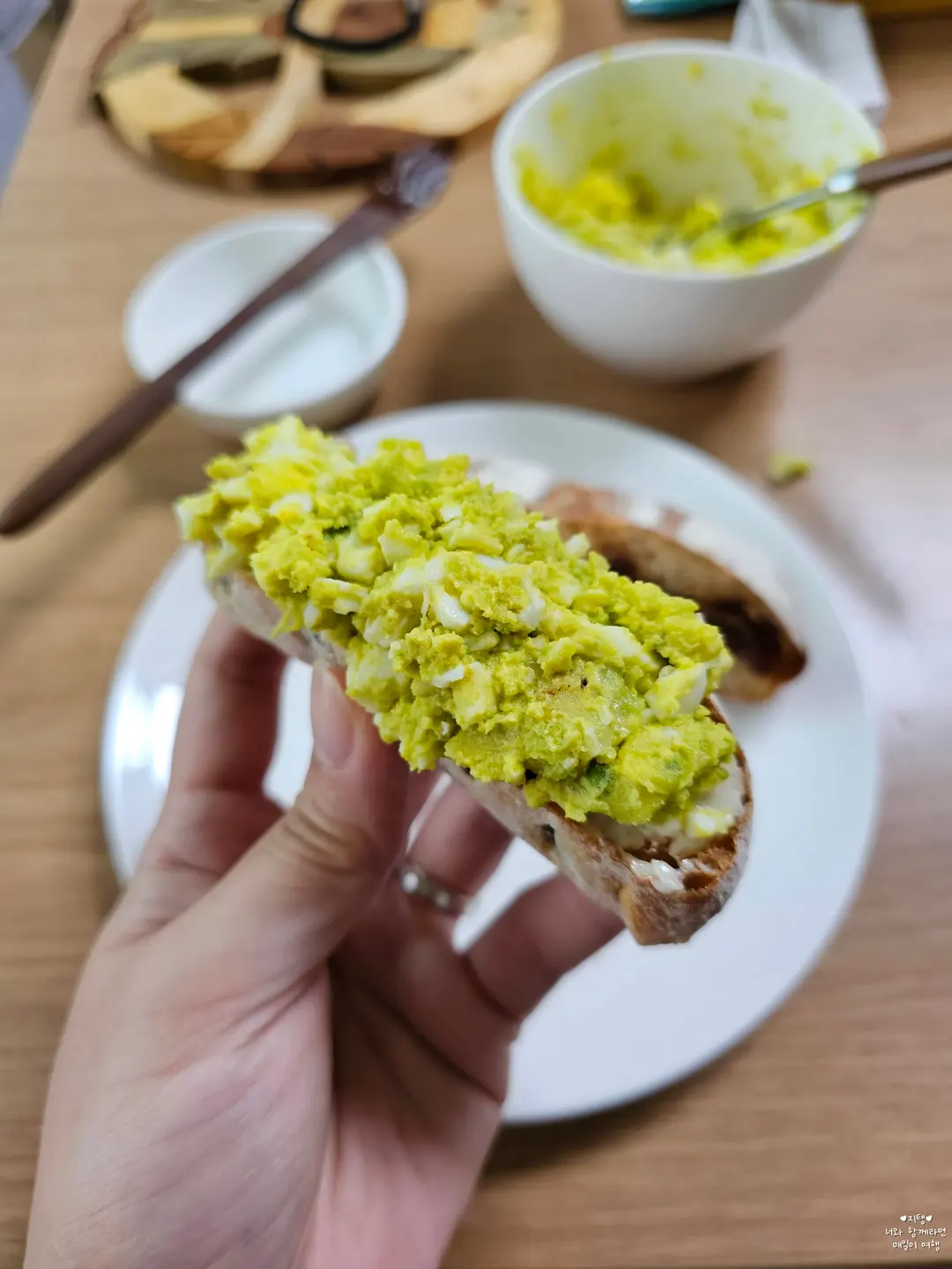 Black Olive Ciabatta with egg topping