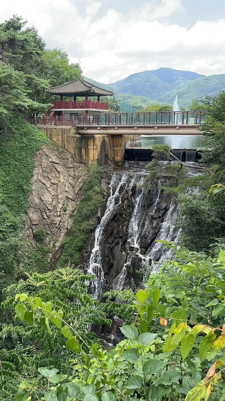 Close-up view of Yongchu Waterfall