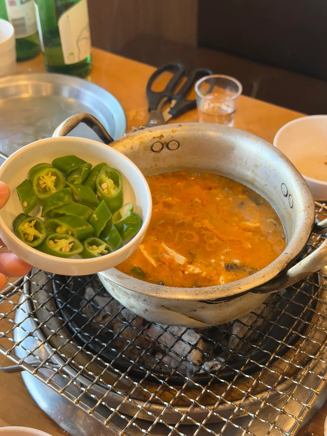 Creating savory Doenjang-bap porridge
