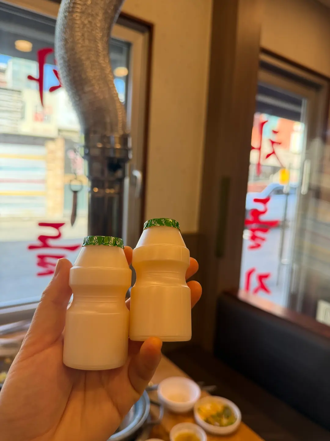 Complimentary sweet yogurt drinks