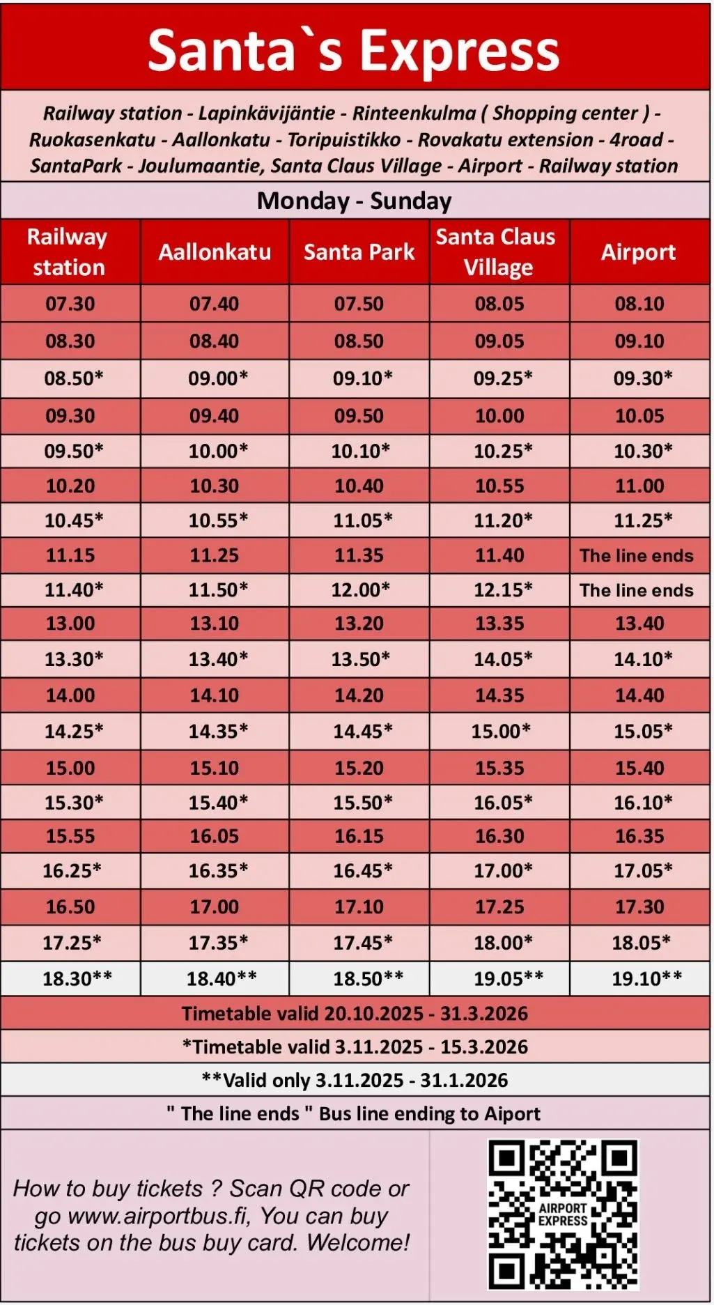 Timetables