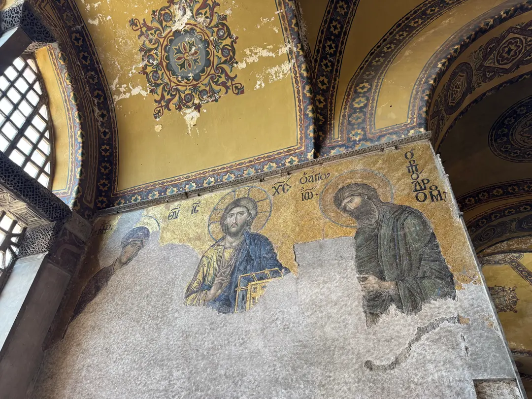 Byzantine mosaics in the 2nd-floor gallery of Hagia Sophia