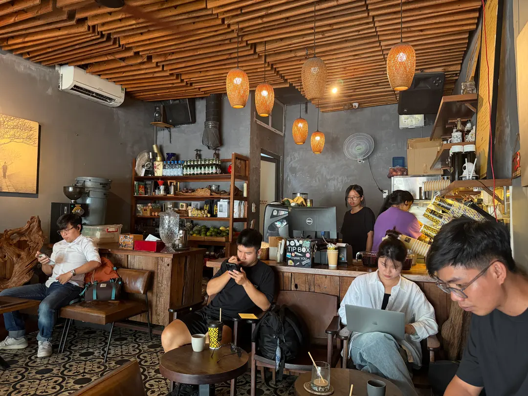 Busy cafe interior