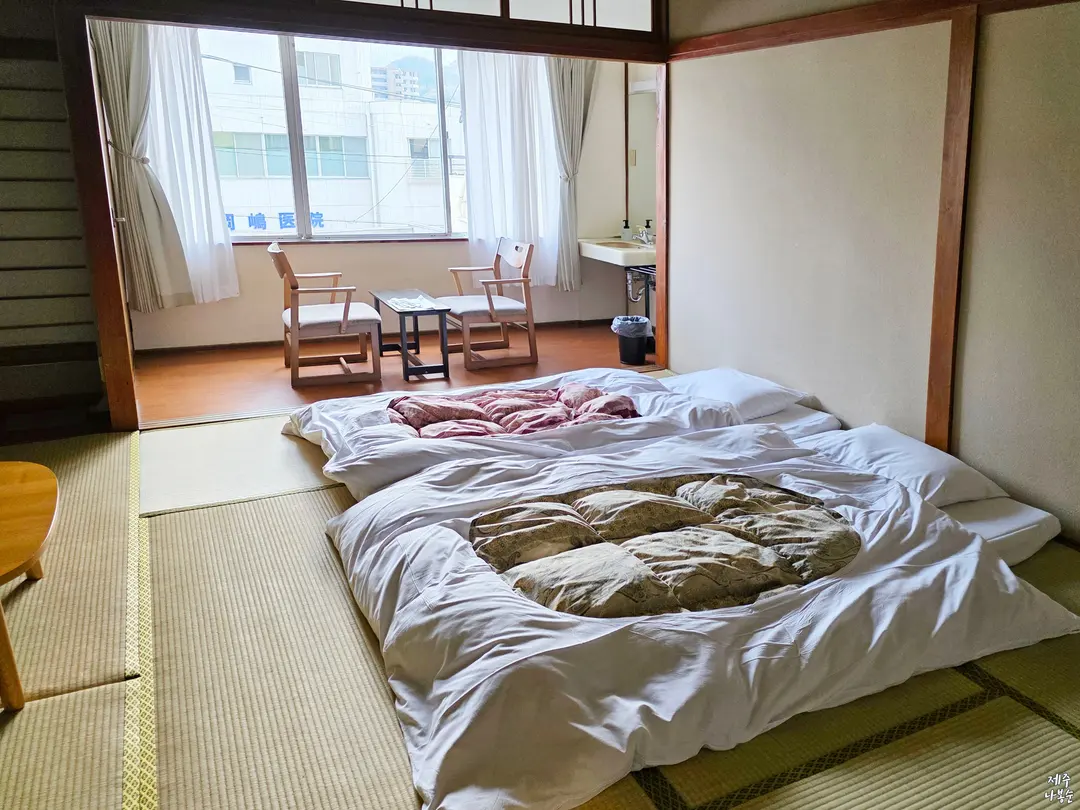 What the room looks like with the futons laid out