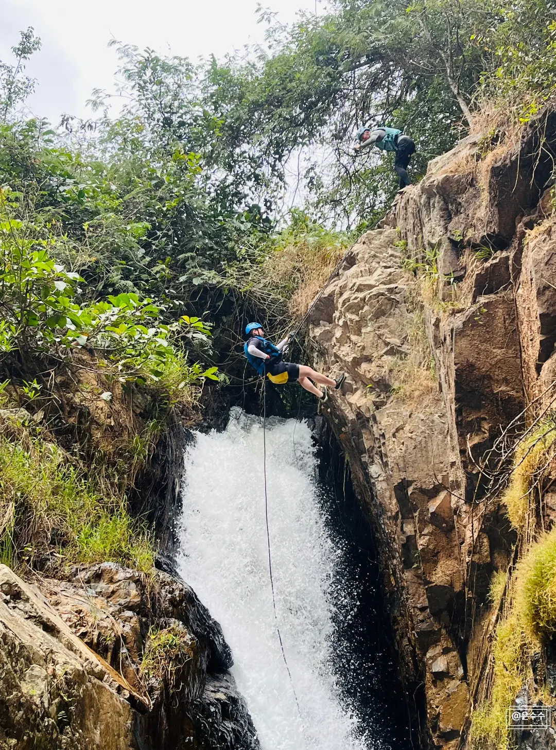 Water sliding down the rocks