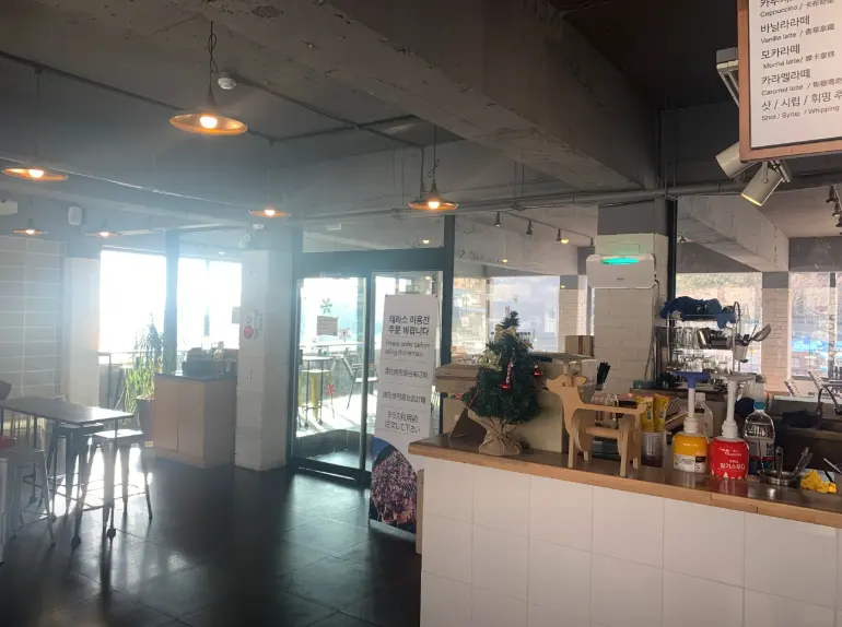 Cafe Avant-garde interior with panoramic windows