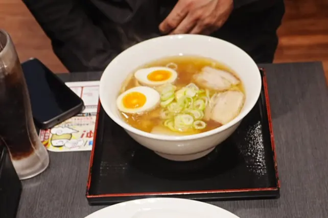 Freshly served Shoyu Ajitama Ramen