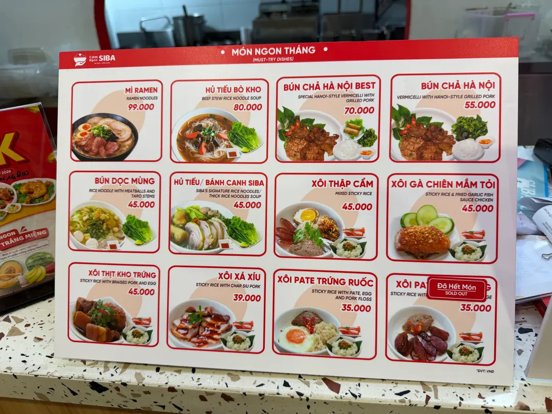Menu board close up