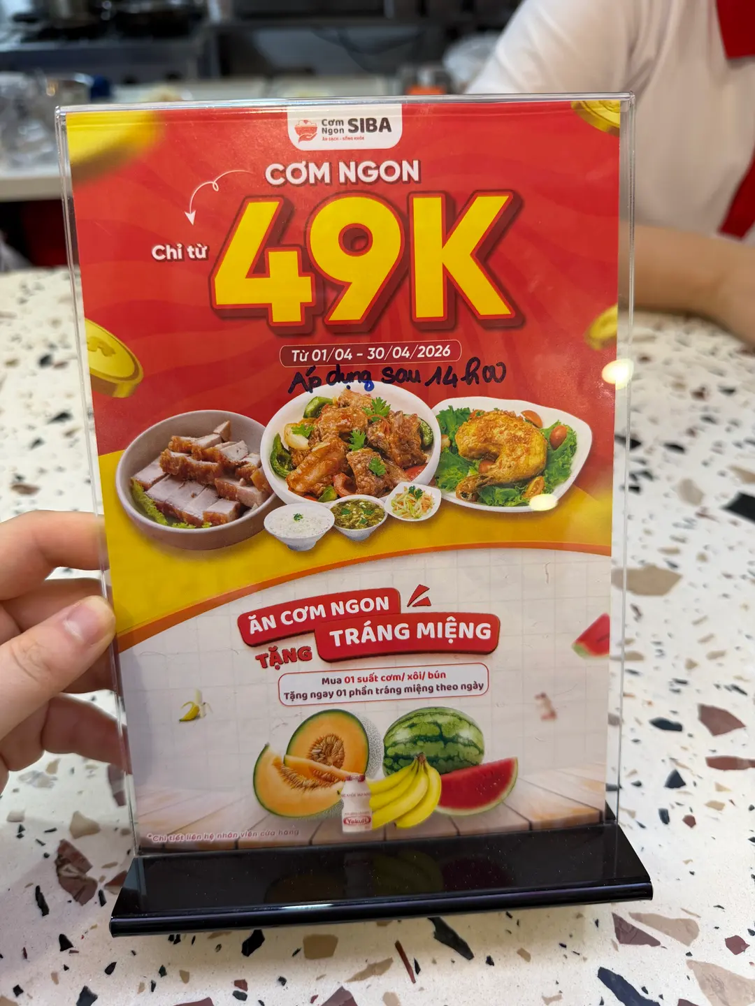 Special menu discount