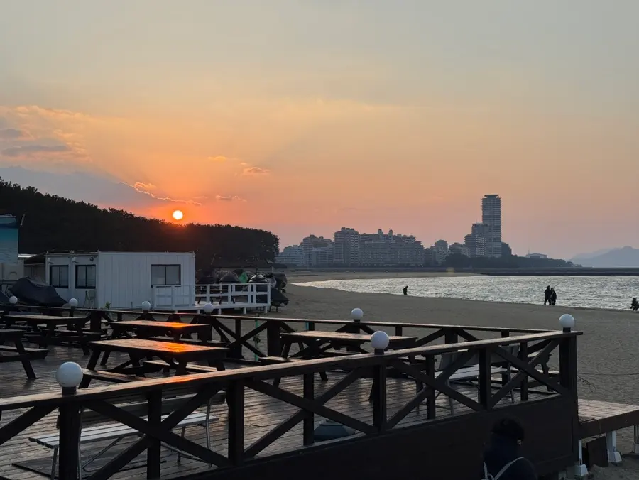 Stunning sunset sky over Momochi Beach