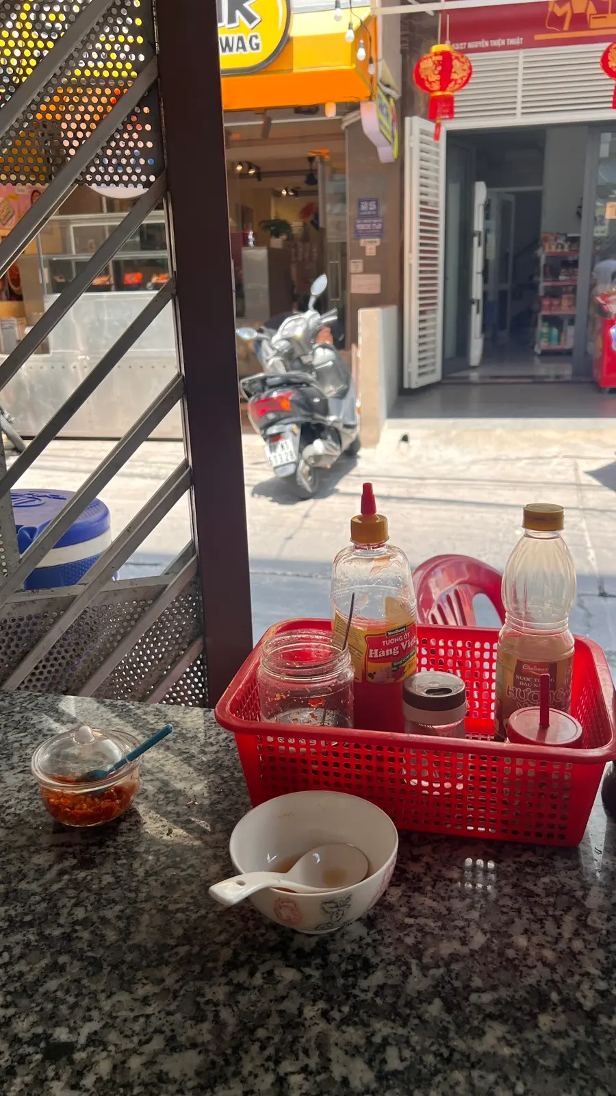 Enjoying the noodles