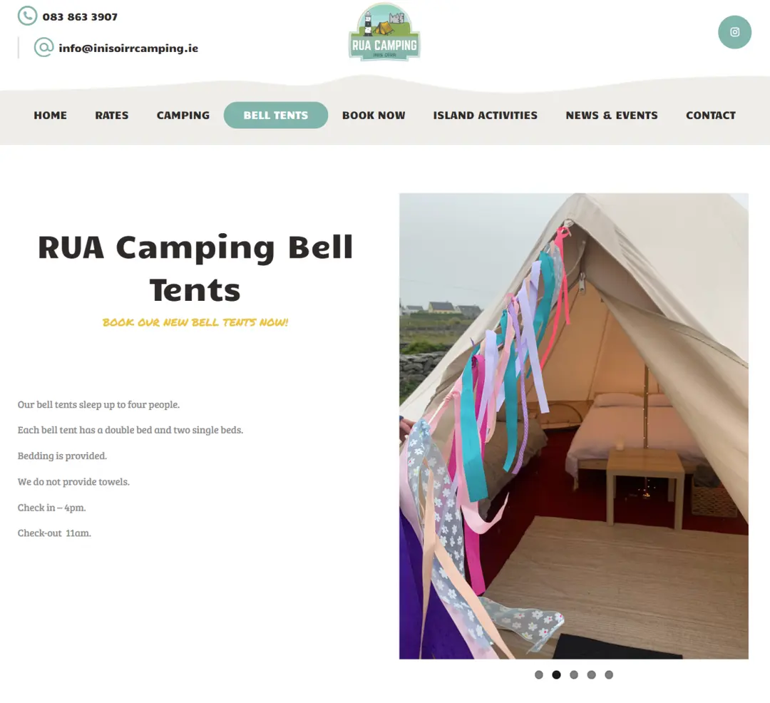 Bell Tent สำหรับผู้ใหญ่ 1 คน เด็ก 1 คน คืนละ 80 ยูโร