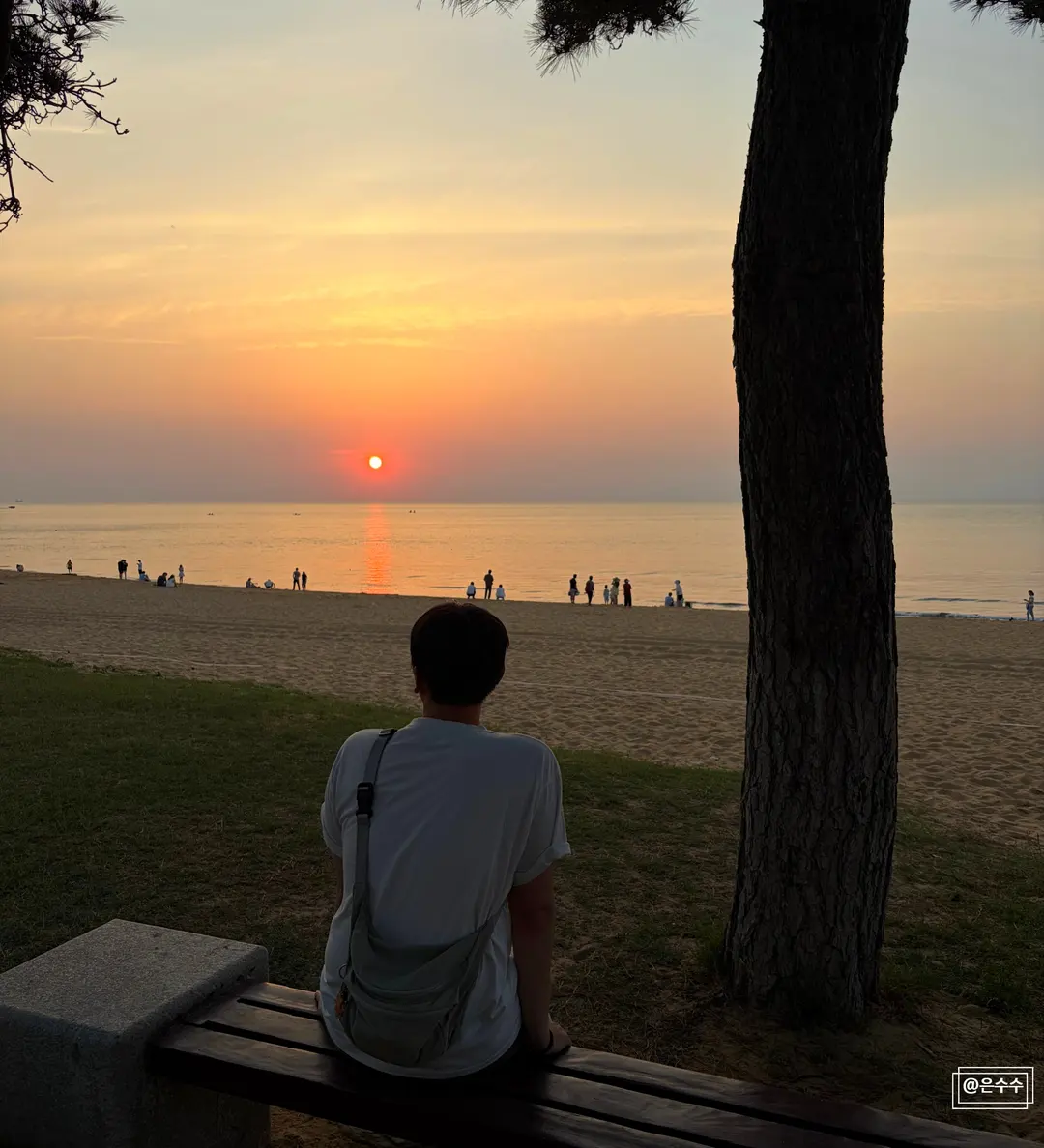 威海国際海水浴場 夕日