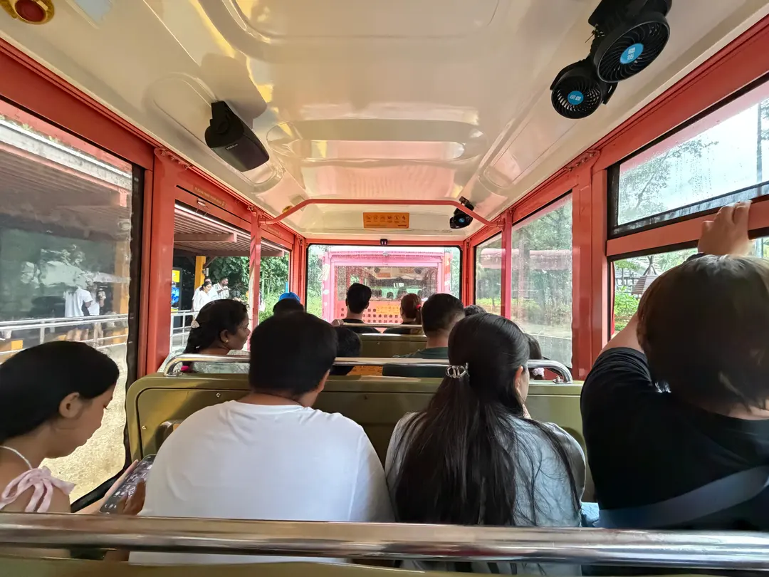 Shuttle buses get packed (though individual Sentosa beaches aren't crowded, many people are moving between them)