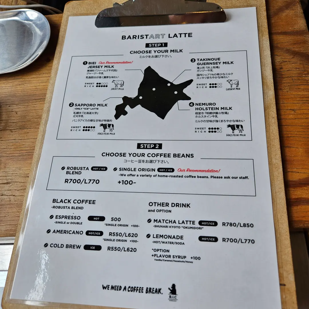 BARISTART COFFEEのメニューボード