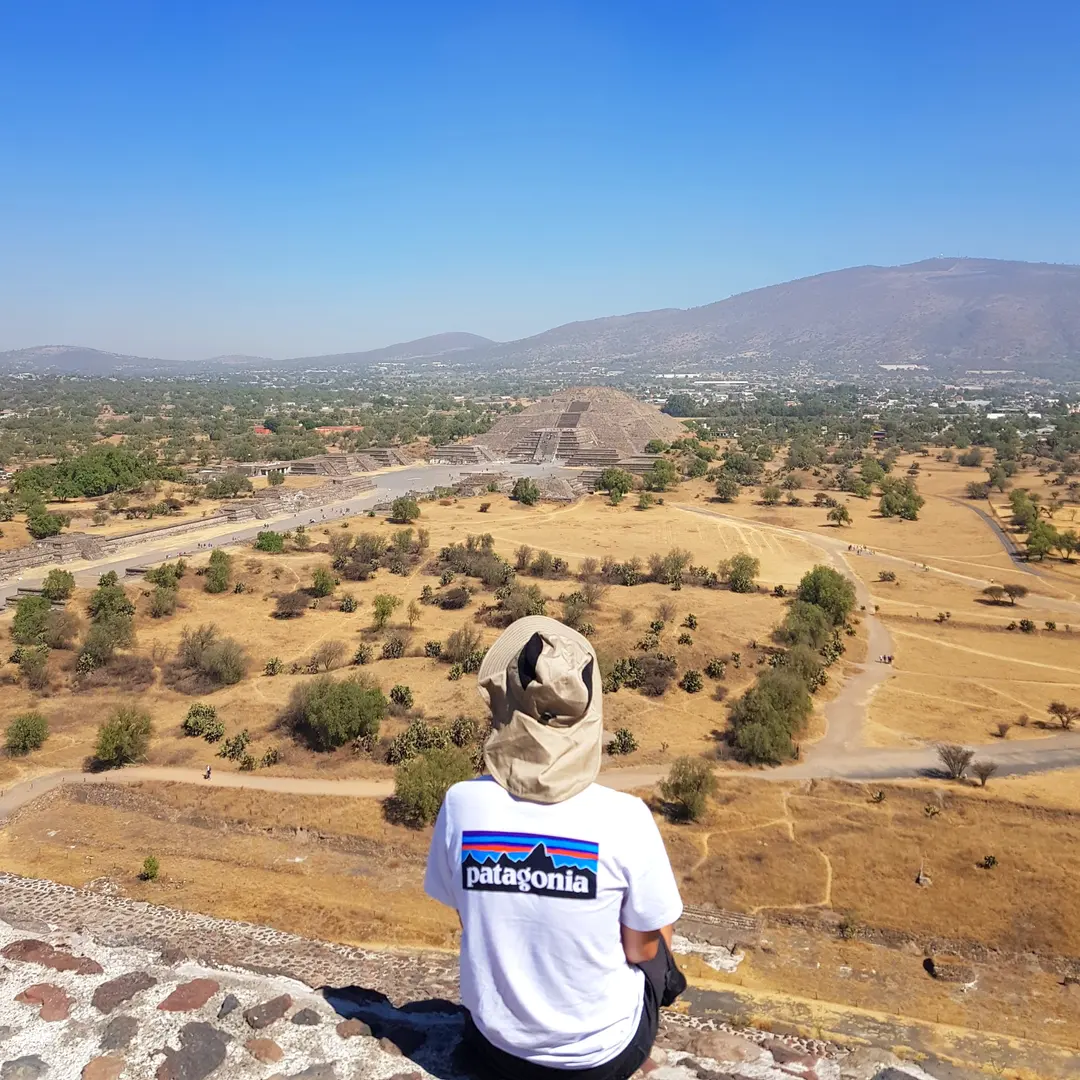 The Pyramid of the Sun as seen from the top of the Pyramid of the Moon on a previous visit