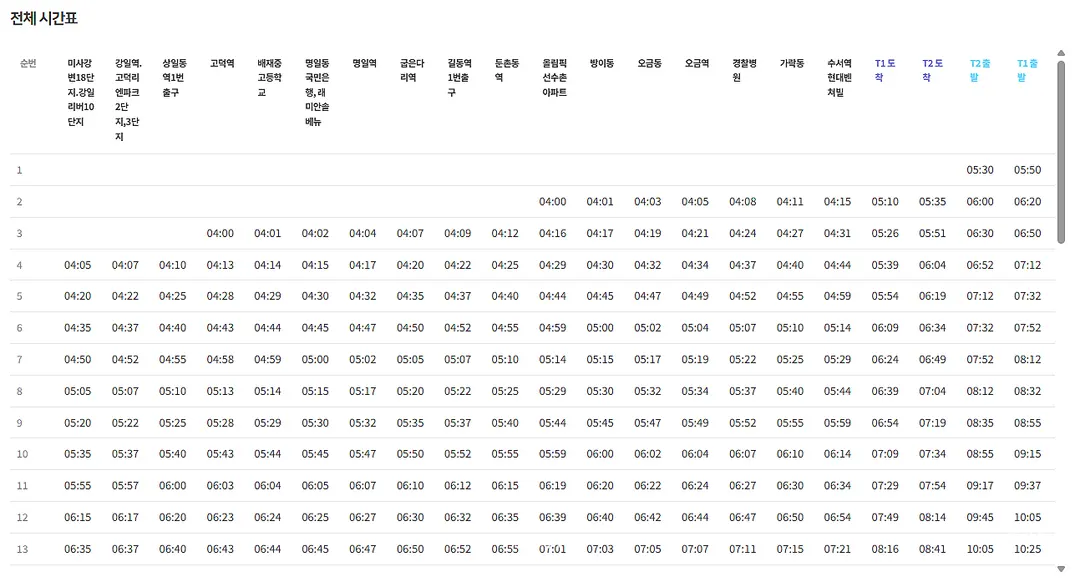ตารางเดินรถวันธรรมดา