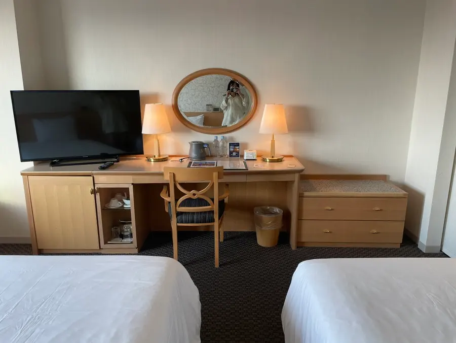 Dressing table and TV in the hotel room