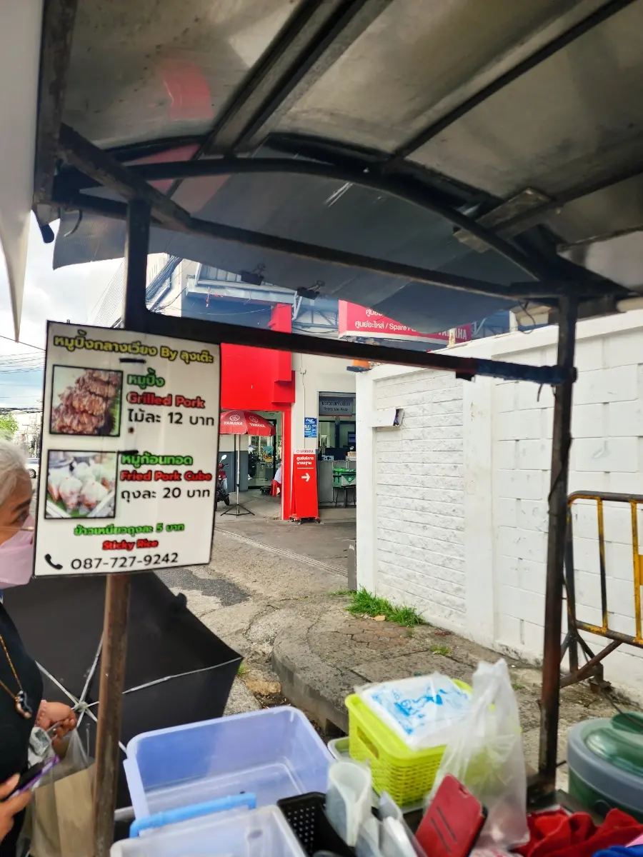 Street vendor grilling Mu Ping