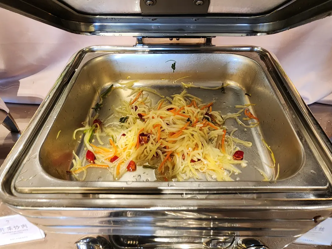 Chinese breakfast dishes at Weihai Tianmu Spa