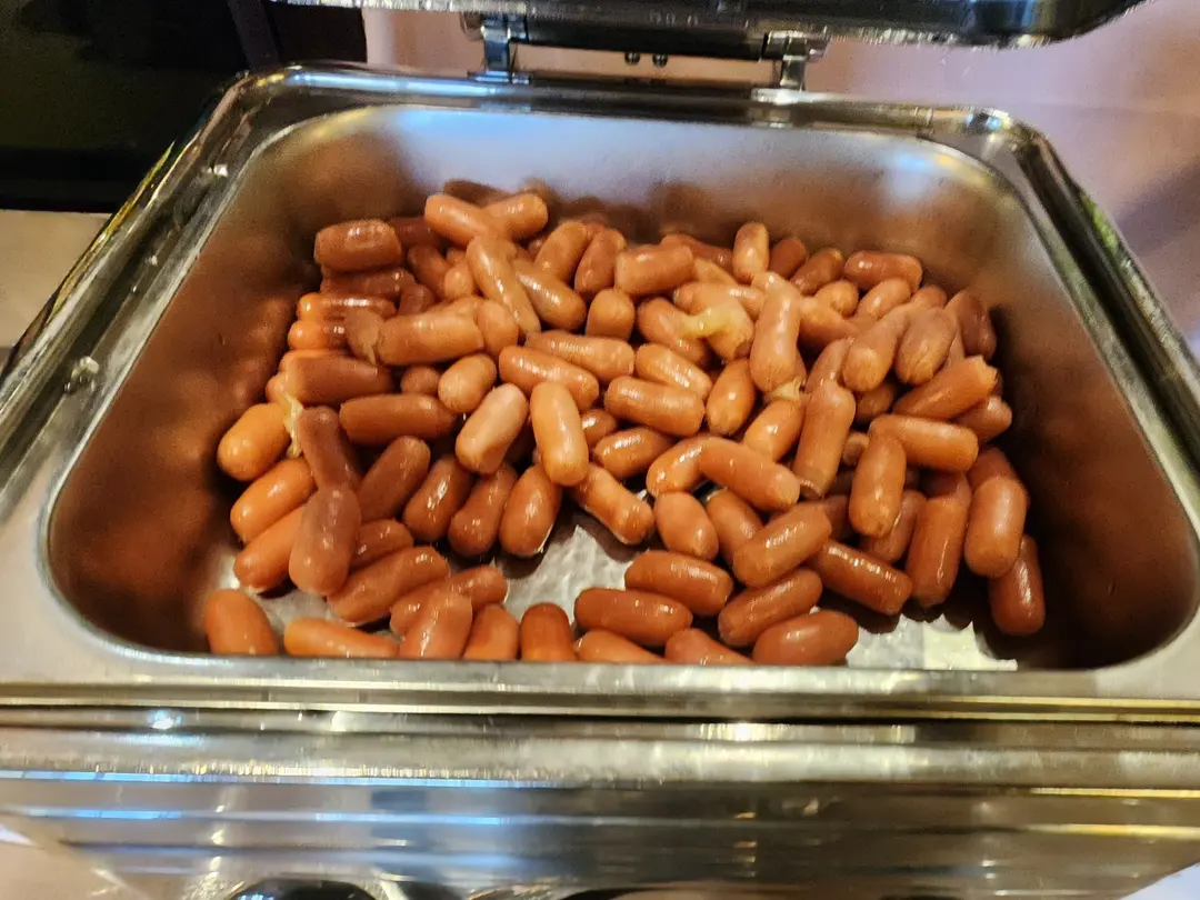 Sausages and ham on the buffet